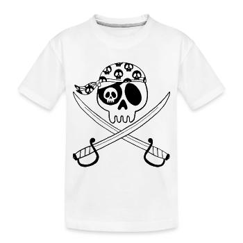 Tête de mort pirate (noir) - T-shirt bio Premium Enfant - blanc - Devant