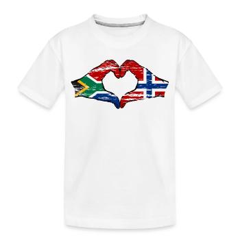 Afrique du Sud Norvège Drapeau Mains Coeur Forme Utilisé - T-shirt bio Premium Enfant - blanc - Devant