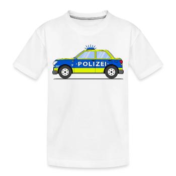 Polizeiauto in Blau und Gelb - Kinder Premium Bio T-Shirt - Weiß - Vorne