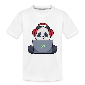 Gaming Panda mit gelbem Headset - Kinder Premium Bio T-Shirt - Weiß - Vorne