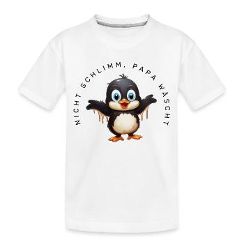 Nicht schlimm, Papa wäscht (Pinguin) - Kinder Premium Bio T-Shirt - Weiß - Vorne