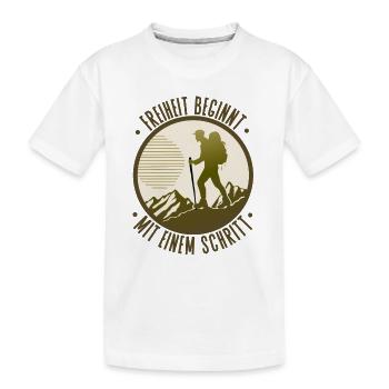 Freiheit beginnt mit einem Schritt Wandern - Kinder Premium Bio T-Shirt - Weiß - Vorne