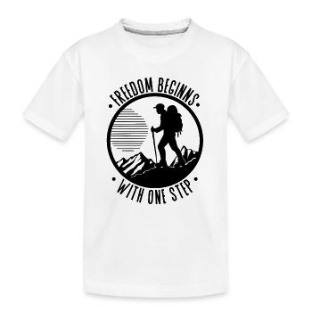 Freiheit beginnt mit einem Schritt Wandern - Kinder Premium Bio T-Shirt - Weiß - Vorne