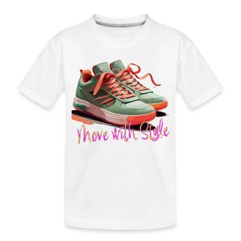 Move with Style Sneakers - Kinder Premium Bio T-Shirt - Weiß - Vorne