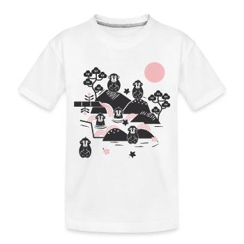 Chilling Monkeys in a Hot Spring l black pink - Kinder Premium Bio T-Shirt - Weiß - Vorne