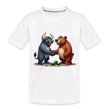 Marché boursier Taureau Ours Poignée de main Profit Cadeau - T-shirt bio Premium Enfant - blanc - Devant