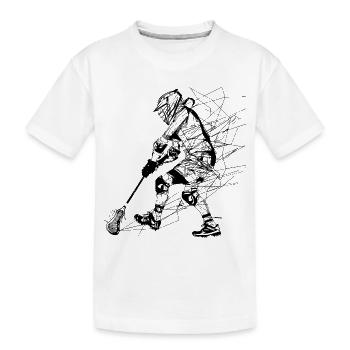 Lacrossespieler Strichzeichnung - Kinder Premium Bio T-Shirt - Weiß - Vorne