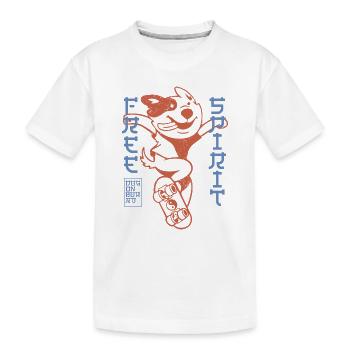 Chien patineur – Style de rue japonais - T-shirt bio Premium Enfant - blanc - Devant