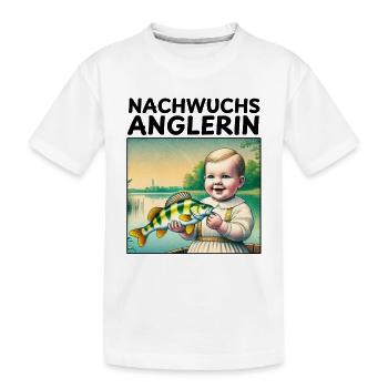Young angler - Kids' Premium Organic T-Shirt - white - Front