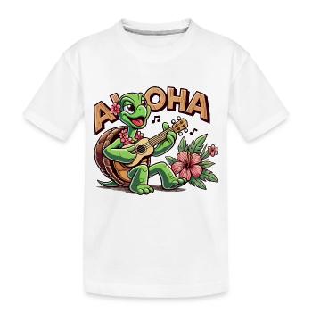 Aloha Turtle Ukulele Hawaii Hibiscus Cadeau - T-shirt bio Premium Enfant - blanc - Devant