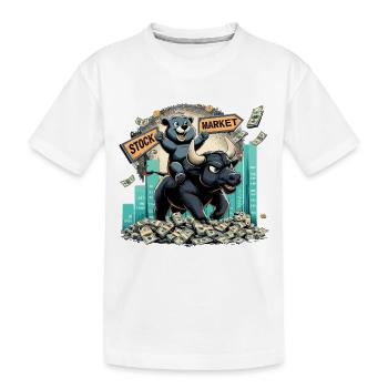 Stock Market Stock Market Bull Bull Bear Profit Gift - Kids' Premium Organic T-Shirt - white - Front
