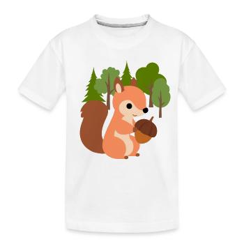 Squirrel with nut - Kids' Premium Organic T-Shirt - white - Front