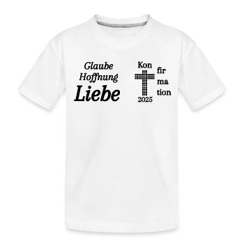 Confirmation 2025 Foi Espérance Amour Bible - T-shirt bio Premium Enfant - blanc - Devant