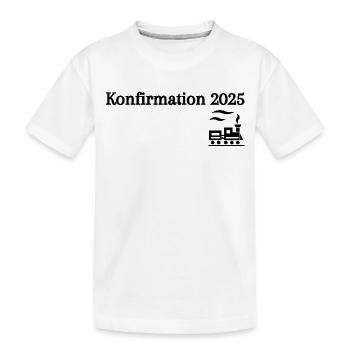 Confirmation 2025 départ du voyage en train - T-shirt bio Premium Enfant - blanc - Devant