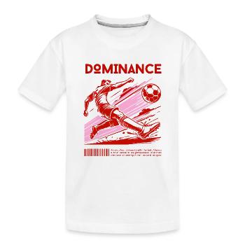 Dynamischer Fußballschuss – Dominanz auf Spielfeld - Kinder Premium Bio T-Shirt - Weiß - Vorne