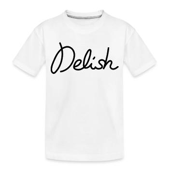 Delish – Stylish Foodie Statement - Kids' Premium Organic T-Shirt - white - Front