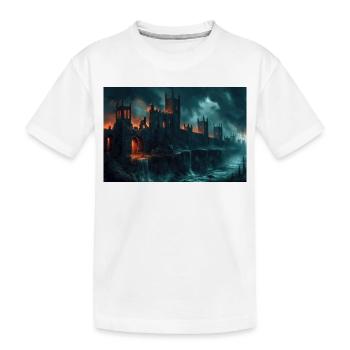 Poster Illustration Paysage médiéval en ruine - T-shirt bio Premium Enfant - blanc - Devant