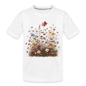 fragrant colorful flower meadow spring blossoms herbs - Kids' Premium Organic T-Shirt - white - Front
