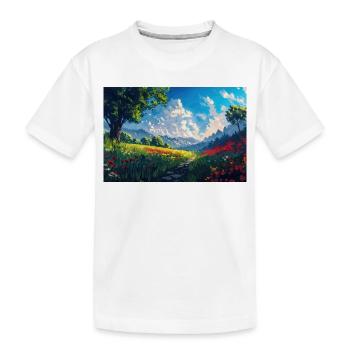 Natur Landschaft Illustration Poster - Kinder Premium Bio T-Shirt - Weiß - Vorne