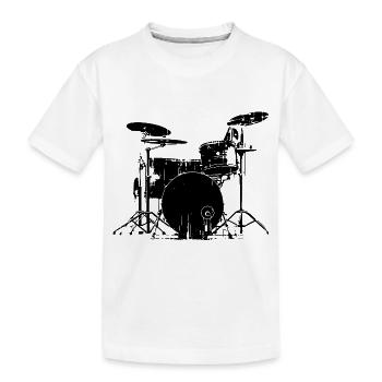 Schlagzeug - Kinder Premium Bio T-Shirt - Weiß - Vorne