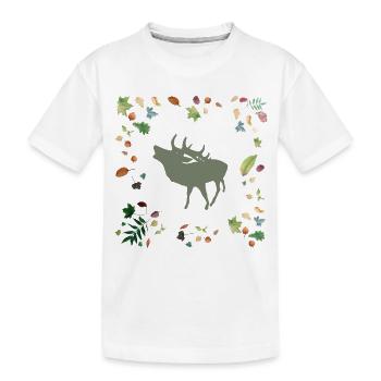 Cerf aux feuilles d’automne - T-shirt bio Premium Enfant - blanc - Devant