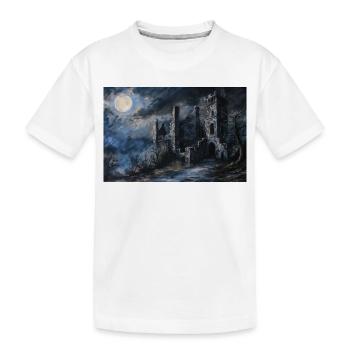 Poster Illustration Paysage médiéval en ruine - T-shirt bio Premium Enfant - blanc - Devant