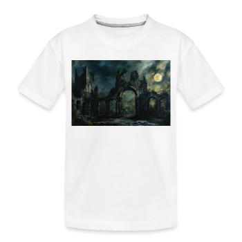 Poster Illustration Paysage médiéval en ruine - T-shirt bio Premium Enfant - blanc - Devant