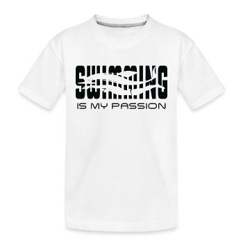 swimming is my passion - Kids' Premium Organic T-Shirt - white - Front