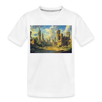 Poster Illustration Paysage médiéval en ruine - T-shirt bio Premium Enfant - blanc - Devant