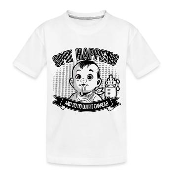 Spit Happens Baby Humor Design - Kids' Premium Organic T-Shirt - white - Front