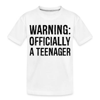 warning officially a teenager - Kids' Premium Organic T-Shirt - white - Front
