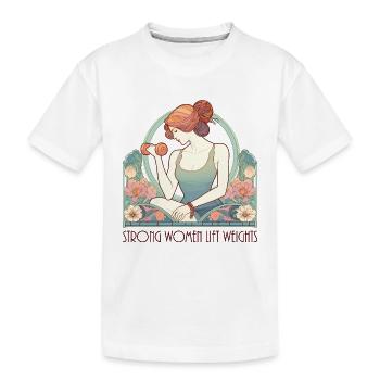 Fitness Femmes fortes Levage Poids Gym Cadeau - T-shirt bio Premium Enfant - blanc - Devant