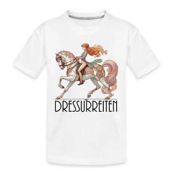 Dressurreiten Reiten Pferd edel dynamisch Geschenk - Kinder Premium Bio T-Shirt - Weiß - Vorne