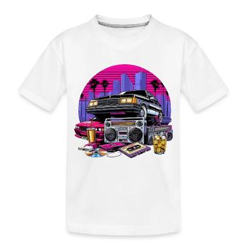 Compact Cassette Ghetto Blaster 90s Retro Gift - Kids' Premium Organic T-Shirt - white - Front