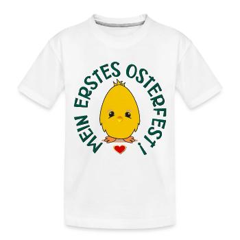 ERSTES OSTERFEST OSTERN BABY KÜKEN - Kinder Premium Bio T-Shirt - Weiß - Vorne