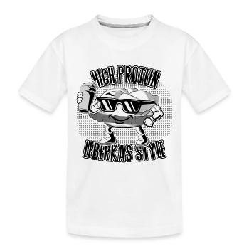 High Protein – Leberkas Style Gym Humor - Kinder Premium Bio T-Shirt - Weiß - Vorne