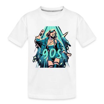 Frau tanzt Tanzen 90er Retro Disco Disko Geschenk - Kinder Premium Bio T-Shirt - Weiß - Vorne