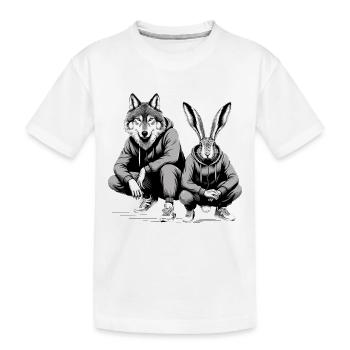 Squat slave Squat russe Lièvre et loup Cadeau - T-shirt bio Premium Enfant - blanc - Devant