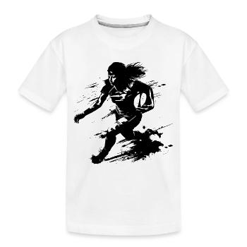 Rugby Spielerin - Kinder Premium Bio T-Shirt - Weiß - Vorne