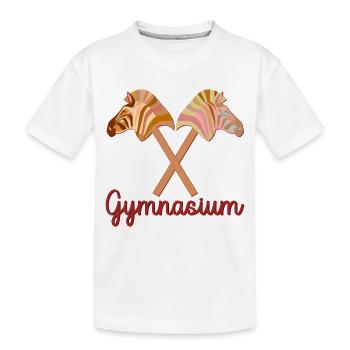 HOBBY HORSING SCHULKIND STECKENPFERDE GYMNASIUM - Kinder Premium Bio T-Shirt - Weiß - Vorne
