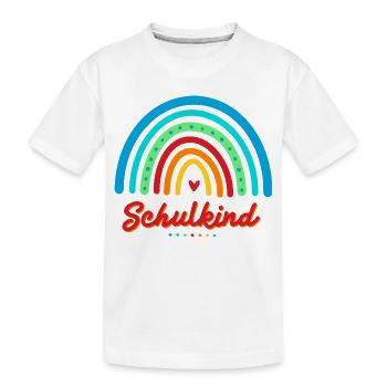 Schulkind bunter Retro Regenbogen Einschulung - Kinder Premium Bio T-Shirt - Weiß - Vorne