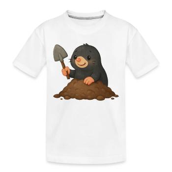Niedlicher Maulwurf mit Schaufel - Kinder Premium Bio T-Shirt - Weiß - Vorne