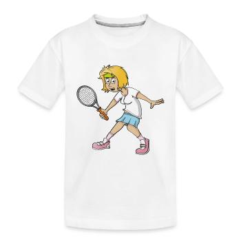 Fröhliches Bild eines Tennisspielers - Kinder Premium Bio T-Shirt - Weiß - Vorne