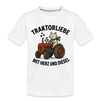 L’amour du tracteur avec le cœur et le diesel - T-shirt bio Premium Enfant - blanc - Devant