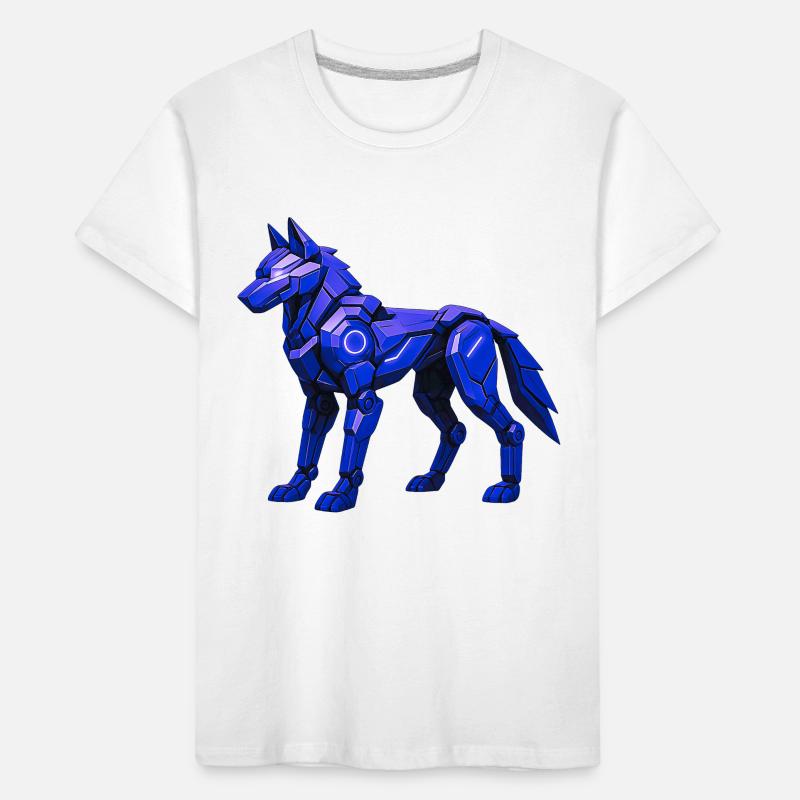 Futuristic Digital Wolf Illustration Kids' Premium Organic T-Shirt