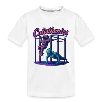 Calisthenics Astronaut Alien Pull-ups Gift - Kids' Premium Organic T-Shirt - white - Front