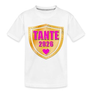 BABY MITTEILUNG TANTE 2026 GEBURT - Kinder Premium Bio T-Shirt - Weiß - Vorne