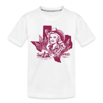 Texas Cow Girl - Retro Western Grafik - Kinder Premium Bio T-Shirt - Weiß - Vorne