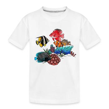 Poissons exotiques et coraux - T-shirt bio Premium Enfant - blanc - Devant