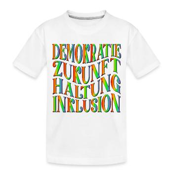 ZUKUNFT DEMOKRATIE - Kinder Premium Bio T-Shirt - Weiß - Vorne